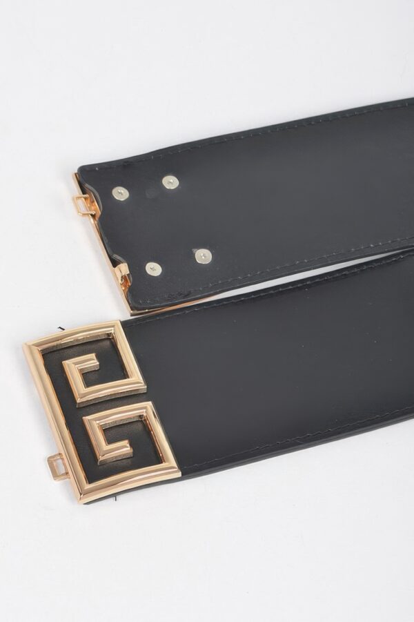 Wide Elastic Waist Belt with Metal Buckle