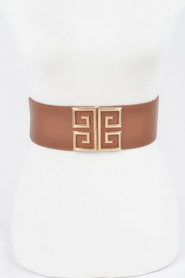 Wide Elastic Waist Belt with Metal Buckle