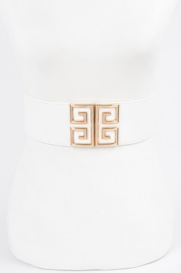 Wide Elastic Waist Belt with Metal Buckle