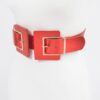 Faux Leather-Trim Two-Buckle Wide Elastic Belt