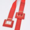 Faux Leather-Trim Two-Buckle Wide Elastic Belt