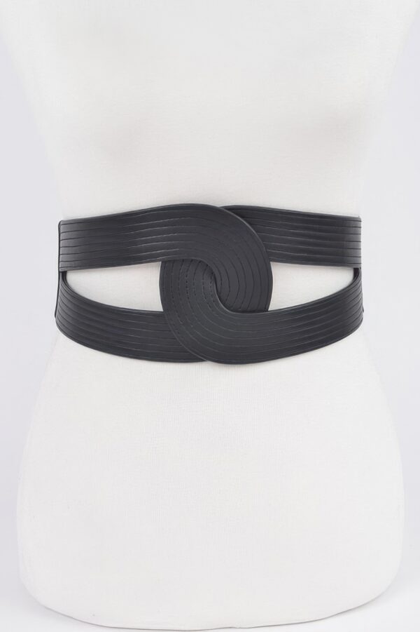 Wide Faux Leather Elastic Waist Belt