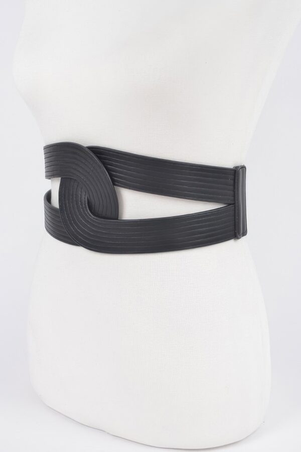 Wide Faux Leather Elastic Waist Belt