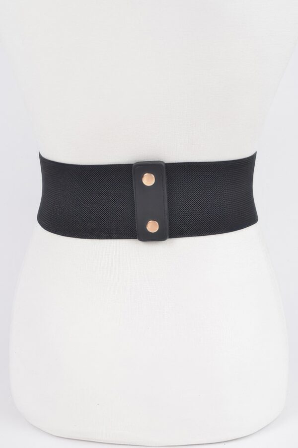 Wide Faux Leather Elastic Waist Belt