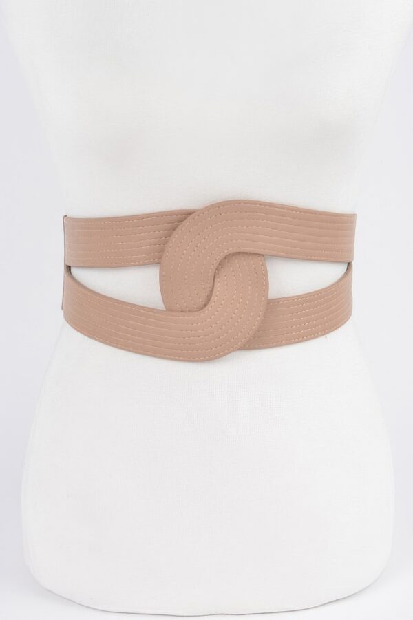 Wide Faux Leather Elastic Waist Belt
