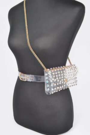 Clear Rhinestone Belt Bag – Plus-Size Adjustable Chain