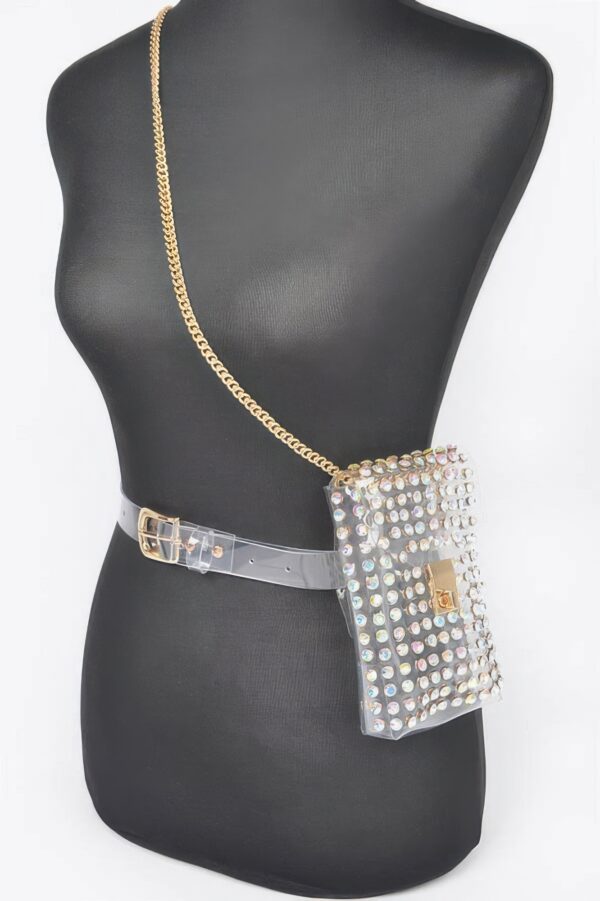 Clear Rhinestone Plus-Size Belt Bag