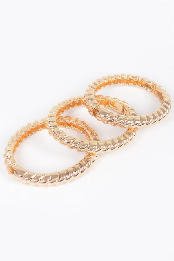 Three-Piece Metal Bangle Set – Polished Finish