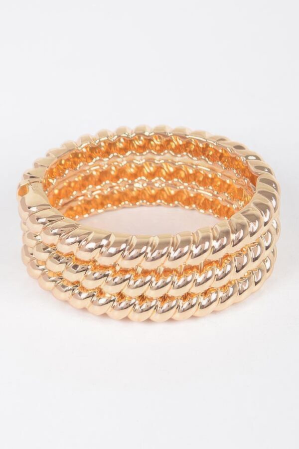 Three-Piece Metal Bangle Set – Polished Finish