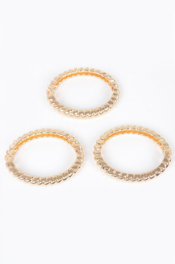 Three-Piece Metal Bangle Set – Polished Finish