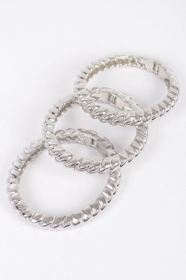 Three-Piece Metal Bangle Set – Polished Finish