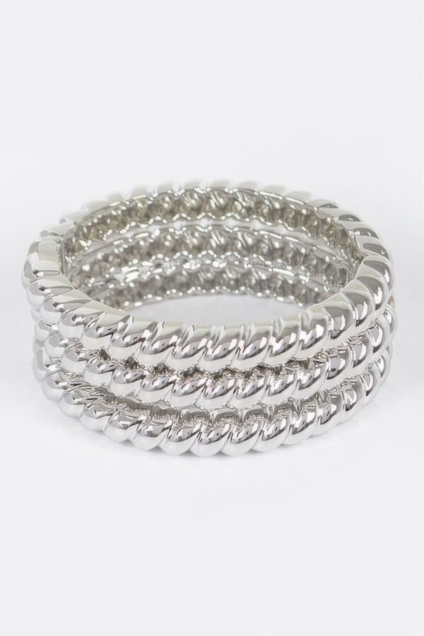 Three-Piece Metal Bangle Set – Polished Finish