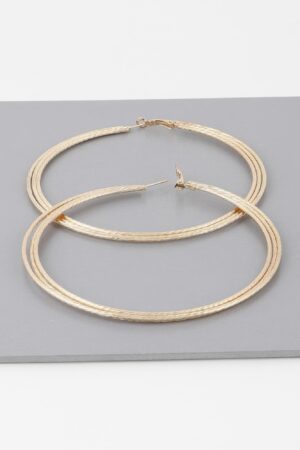 Wide Triple Rope Hoop Earrings – Layered Rope Texture