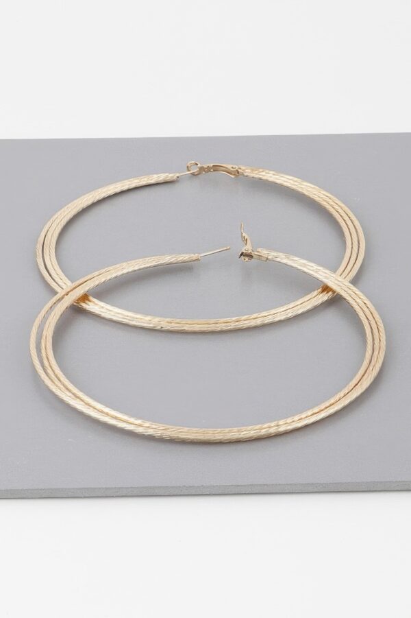 Wide Triple Rope Hoop Earrings – Layered Rope Texture