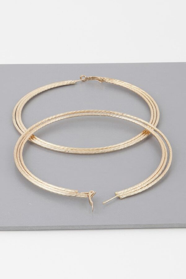 Wide Triple Rope Hoop Earrings – Layered Rope Texture
