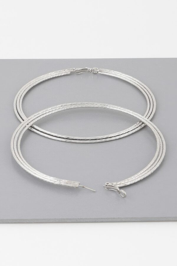 Wide Triple Rope Hoop Earrings – Layered Rope Texture