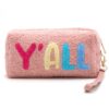 Faux Fur Y’ALL Wristlet Pouch – Plush Embroidered Accent