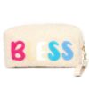 Faux Fur ‘BLESS’ Wristlet Pouch – Plush Mini Clutch