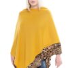 Leopard Trim Open-Front Poncho – Lightweight Acrylic