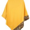 Leopard Trim Open-Front Poncho – Lightweight Acrylic