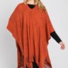 Paisley Fringe Poncho – Open-Front Acrylic