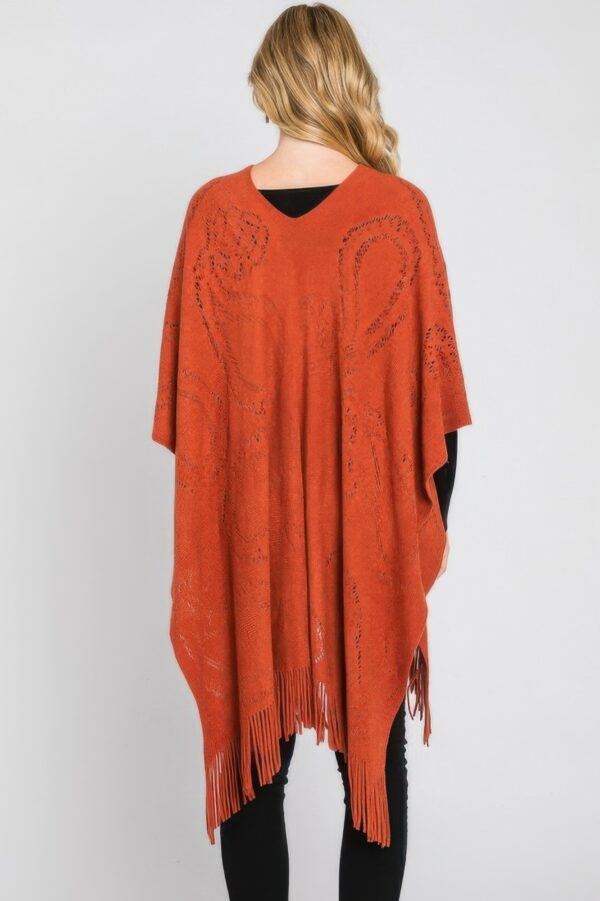 Paisley Fringe Poncho – Open-Front Acrylic