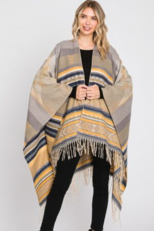 Aztec Fringe Ruana – Oversized Polyester Layer