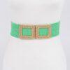 Faux Straw Stretch Belt with Oversized Metal Buckle