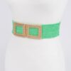 Faux Straw Stretch Belt with Oversized Metal Buckle
