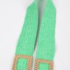Faux Straw Stretch Belt with Oversized Metal Buckle