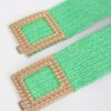 Faux Straw Stretch Belt with Oversized Metal Buckle