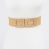 Faux Straw Stretch Belt with Oversized Metal Buckle