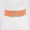 Faux Straw Stretch Belt with Oversized Metal Buckle