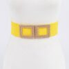 Faux Straw Stretch Belt with Oversized Metal Buckle