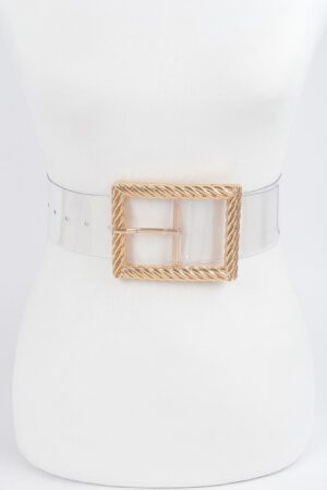 Wide Clear PVC Belt with Metal Buckle – Transparent
