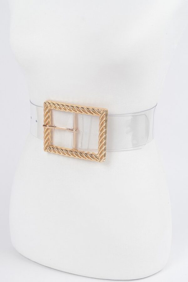 Wide Clear PVC Belt with Metal Buckle – Transparent