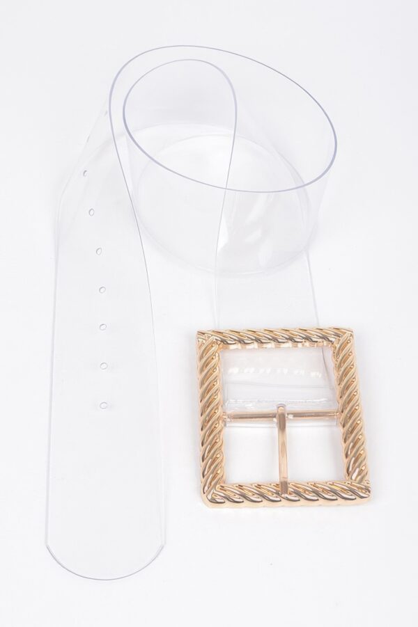 Wide Clear PVC Belt with Metal Buckle – Transparent