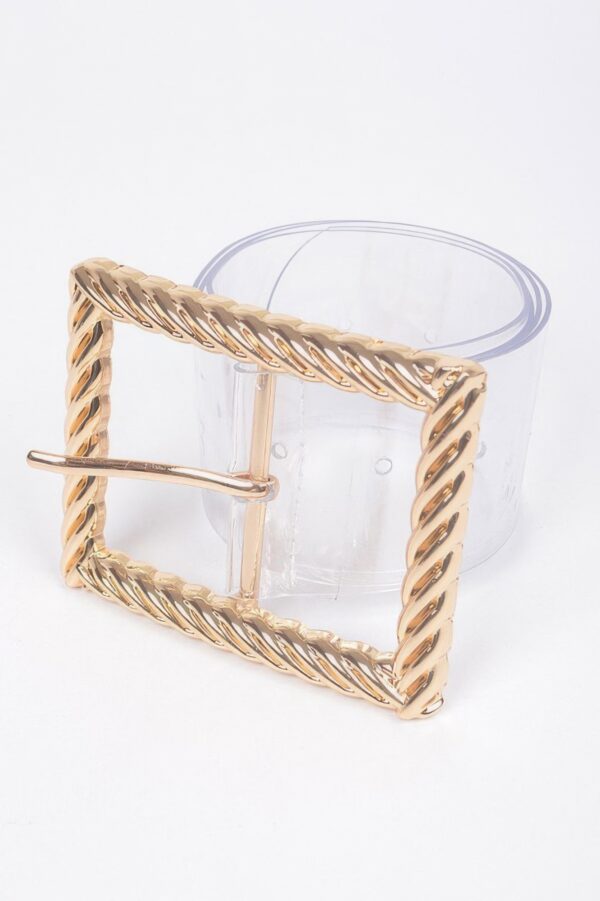 Wide Clear PVC Belt with Metal Buckle – Transparent