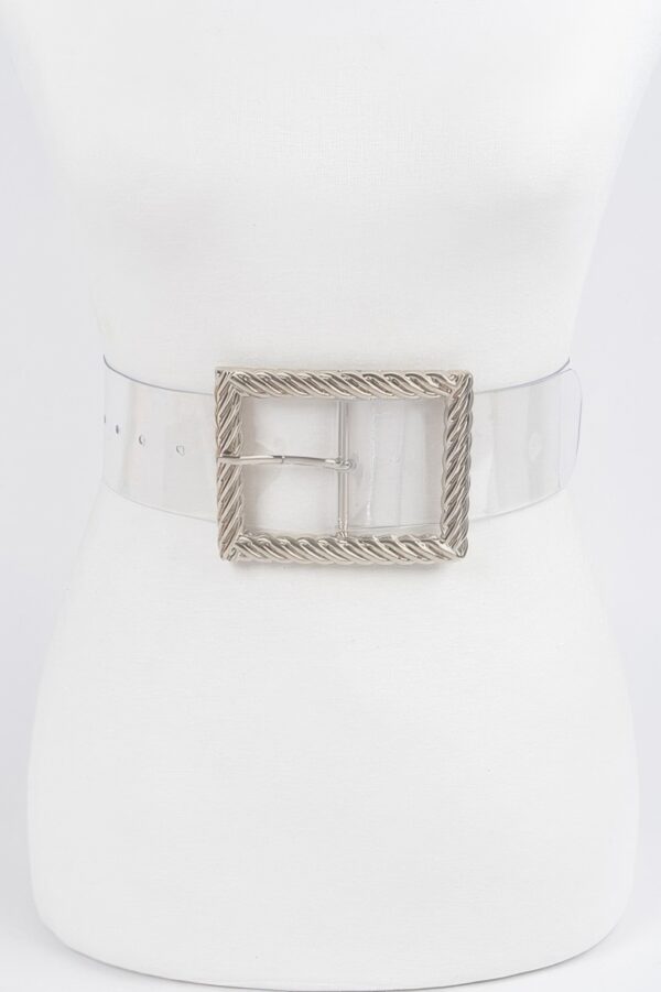 Wide Clear PVC Belt with Metal Buckle – Transparent