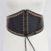 Corset-Style Faux Leather Stretch Belt with Eyelets