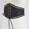 Corset-Style Faux Leather Stretch Belt with Eyelets