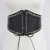 Corset-Style Faux Leather Stretch Belt with Eyelets