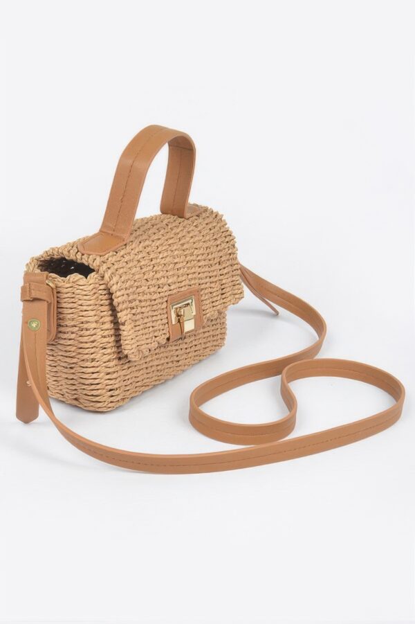 Faux Straw Top Handle Bag – Woven Paper Compact