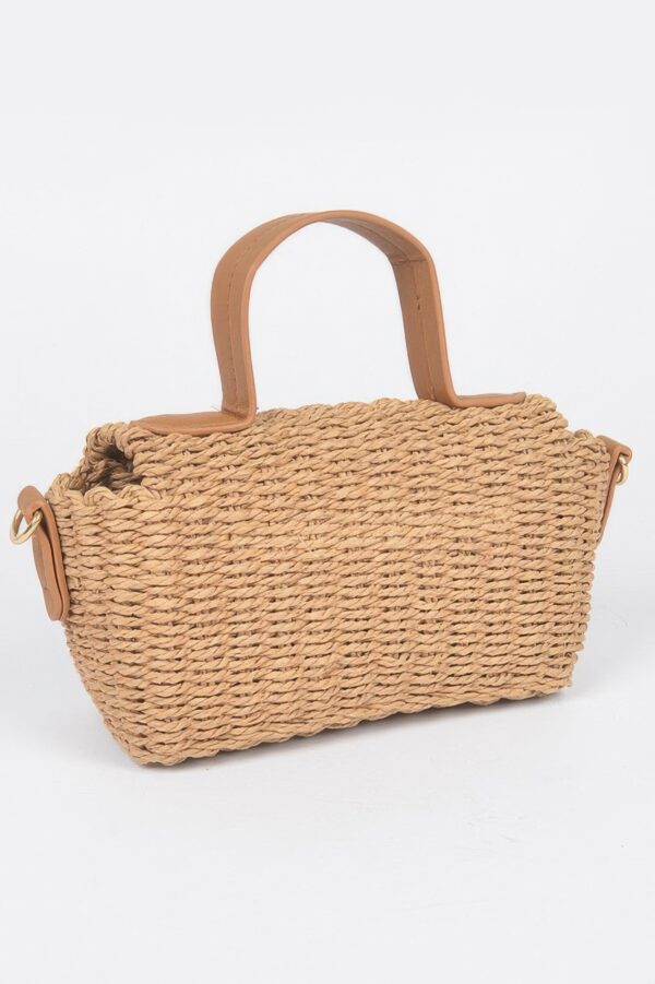 Faux Straw Top Handle Bag – Woven Paper Compact