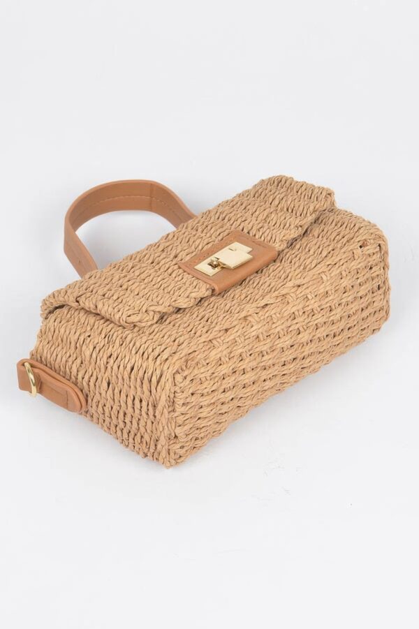 Faux Straw Top Handle Bag – Woven Paper Compact