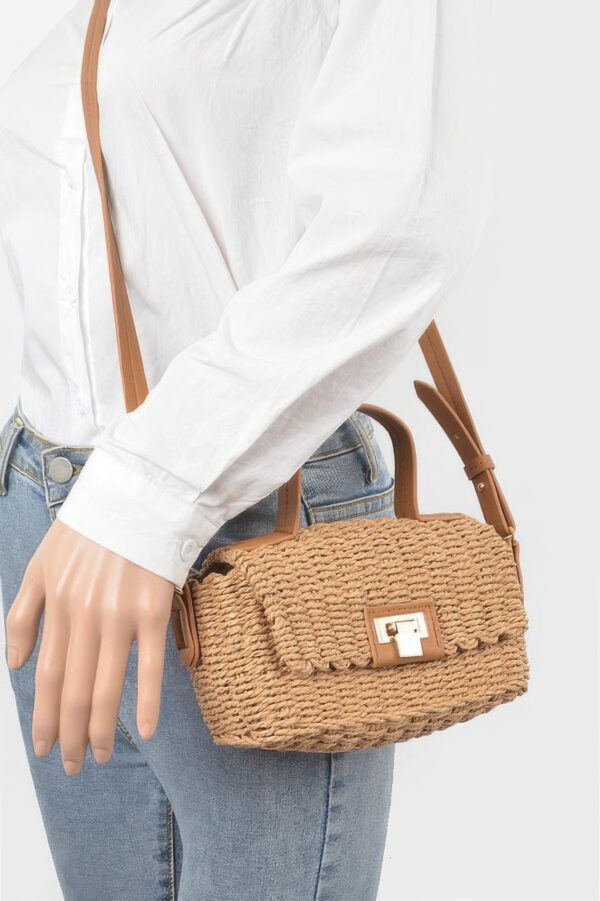 Faux Straw Top Handle Bag – Woven Paper Compact