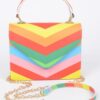 Rainbow Print Top Handle Clutch – Glossy Polyurethane