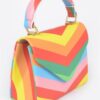 Rainbow Print Top Handle Clutch – Glossy Polyurethane