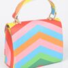 Rainbow Print Top Handle Clutch – Glossy Polyurethane