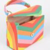 Rainbow Print Top Handle Clutch – Glossy Polyurethane
